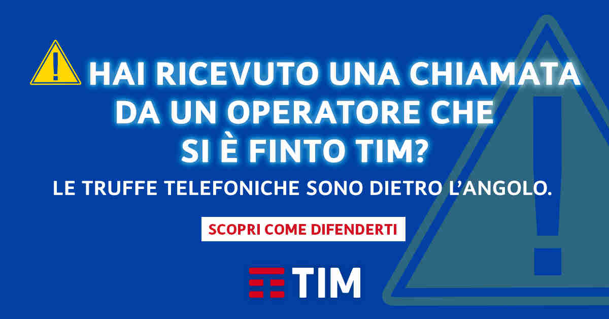 Messaggio semplificativo della TIM riguardo le truffe telefoniche