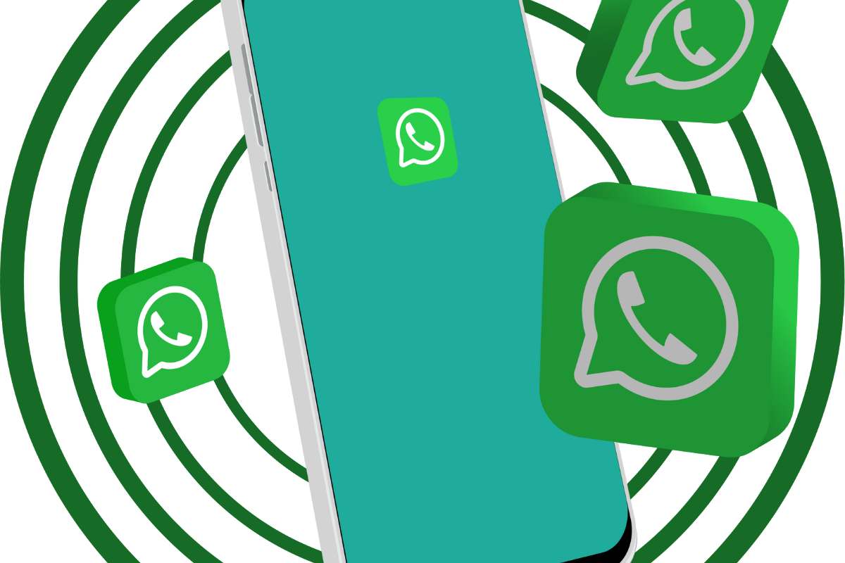 logo whatsapp e smartphone su cerchi verdi